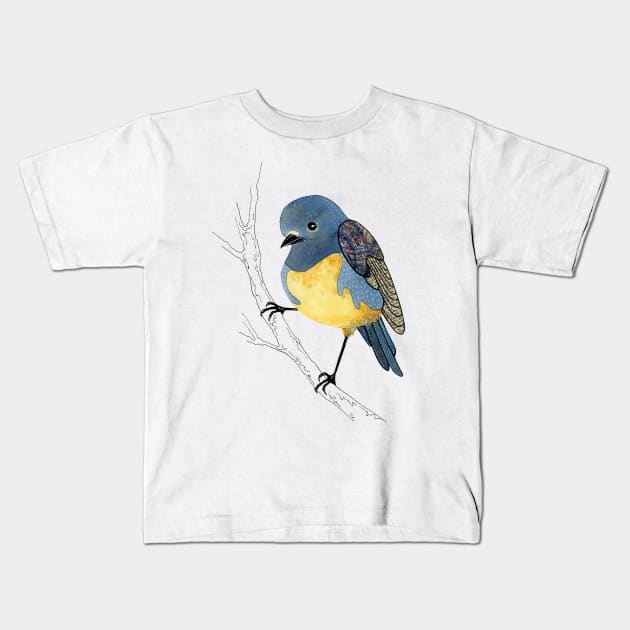 New Zealand Robin Kids T-Shirt by scatterlings